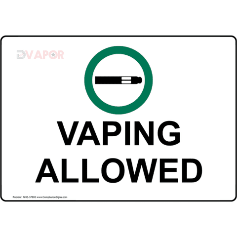 Vaping Allowed Aluminum Sign 5x7" For Outdoor / Indoor Use