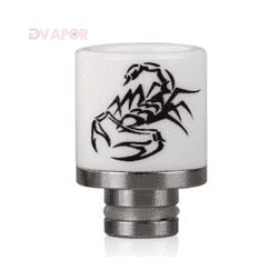 Wide Bore White Ceramic 510 Drip Tip With Black Scorpion