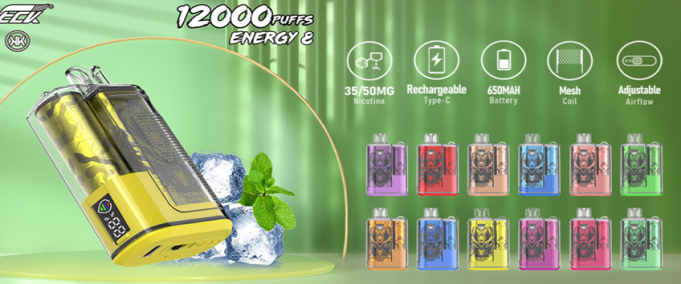 KK ENERGY 8 12000 PUFF VAPE COLOR DISPLAY